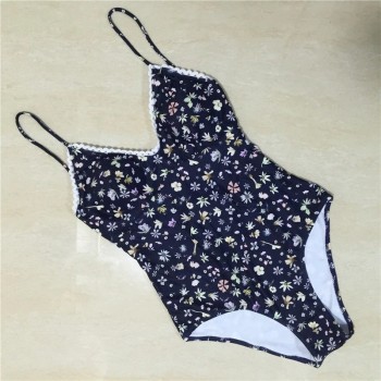 2021 One Piece Swimsuit Sexy Flower Print Swimwear Women Push Up Swim Suits Monokini Bandage Bathing Bikini For Women